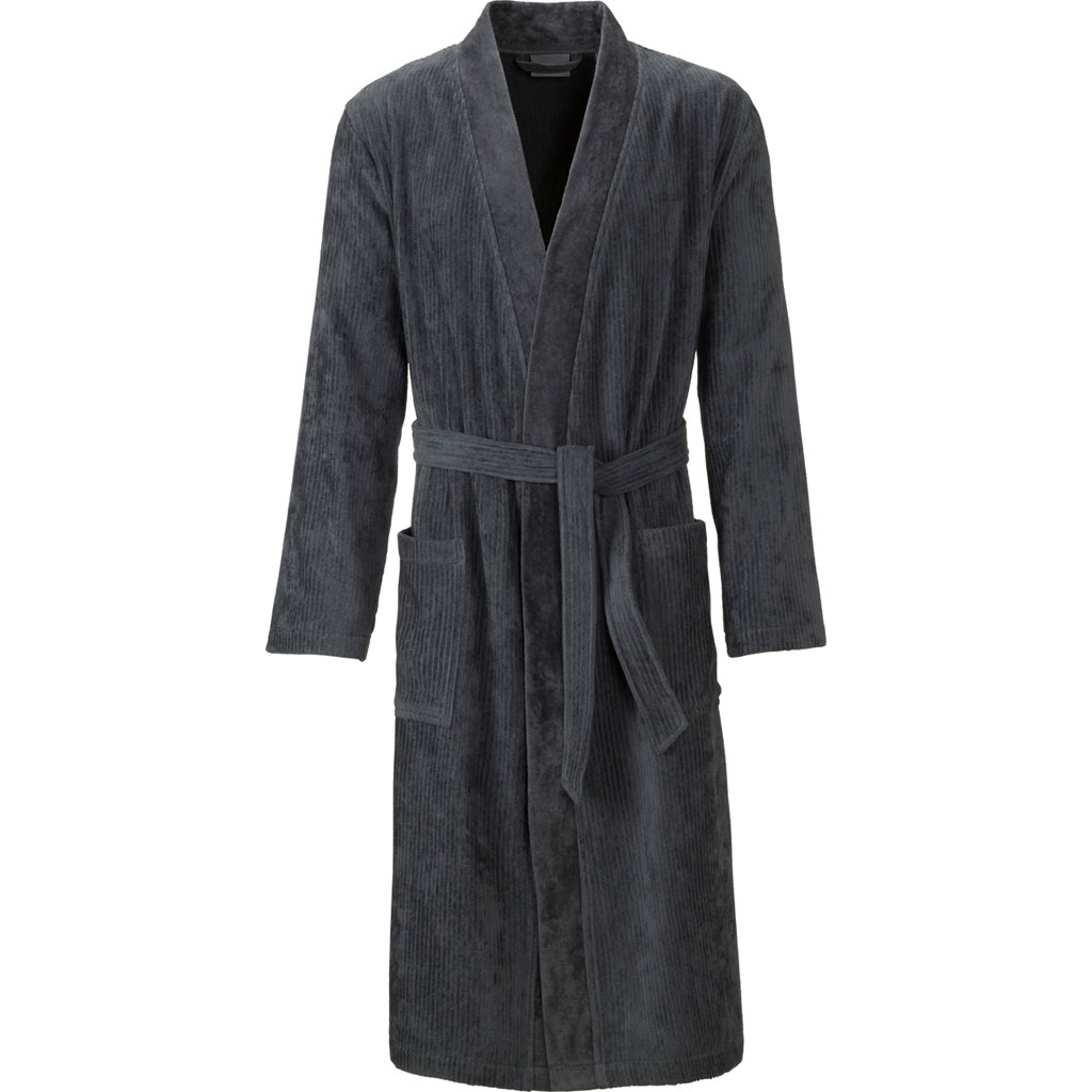 Adam dark grey Herren Kimono Bademantel S M L XL 100 Baumwolle - Egeria