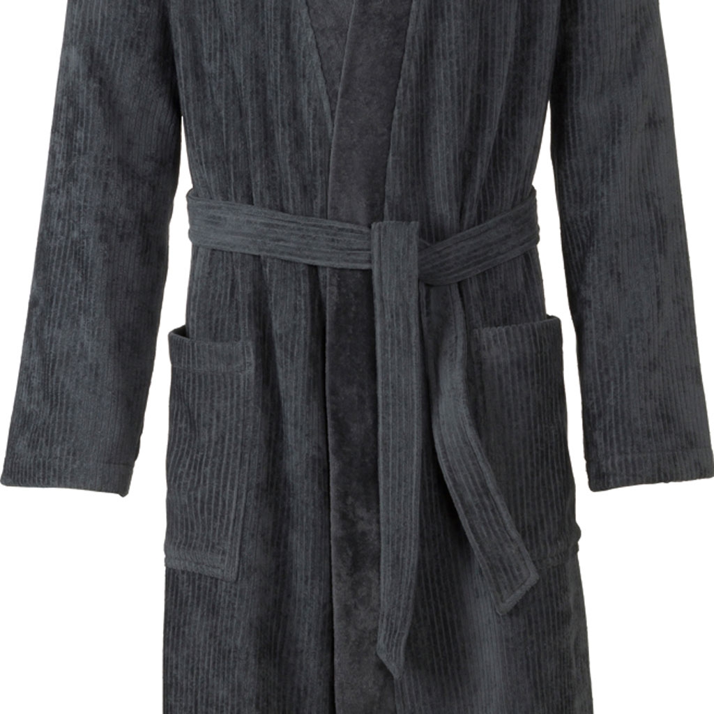 Adam dark grey Herren Kimono Bademantel S M L XL 100 Baumwolle - Egeria